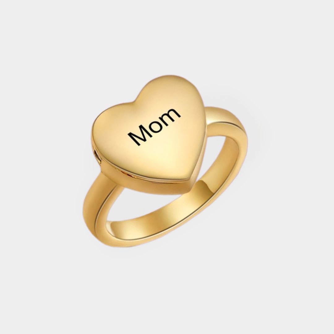 Personalized Heart Rings Custom Picture Rings With Text Memorial Gift