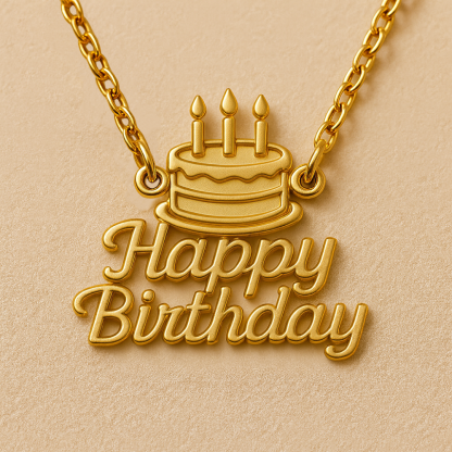 Personalized Birthday Cake Pendant Necklace with Blessing Birthday Gifts