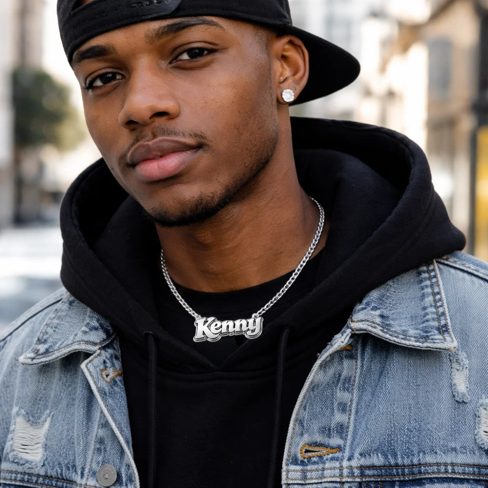 White Gold Punk Street Style Name Necklace