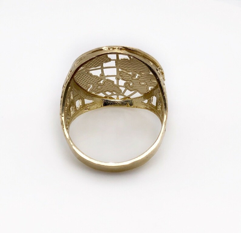 Mens Gold Plated Globe Earth Planet World Map Ring