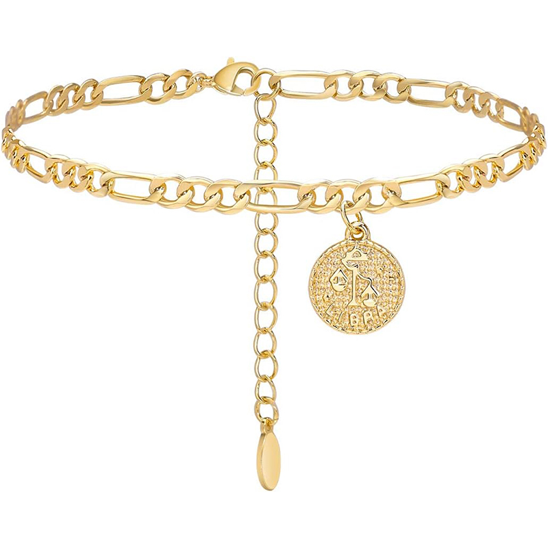 Personalized Custom Initial Anklet Gold Plated Heart Charm Pendant Ank
