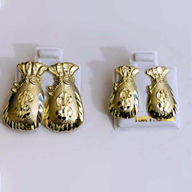 Money Bag Earrings Gold Plated Stud Earrings