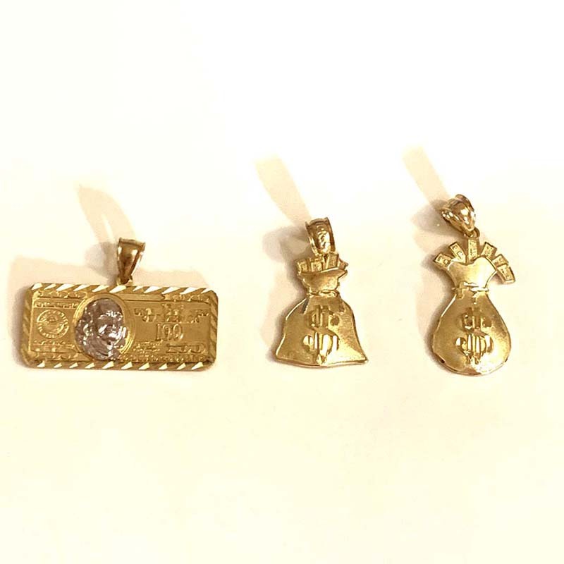 $100 Bill Pendant Money Bag Pendant Twist Chain Necklace