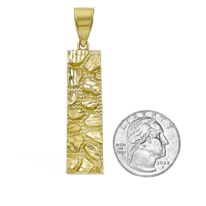 Nugget Bar Charm Pendant Gold Plated Necklace