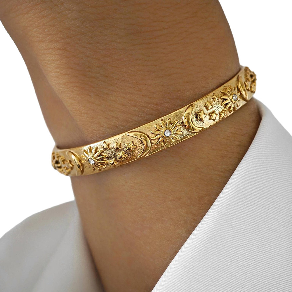 Sun Moon and Stars Gold Plated Bracelet