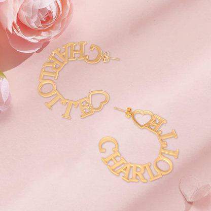 Custom C Hoop Name Earrings