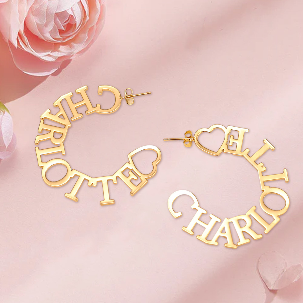 Custom C Hoop Name Earrings