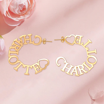 Custom C Hoop Name Earrings