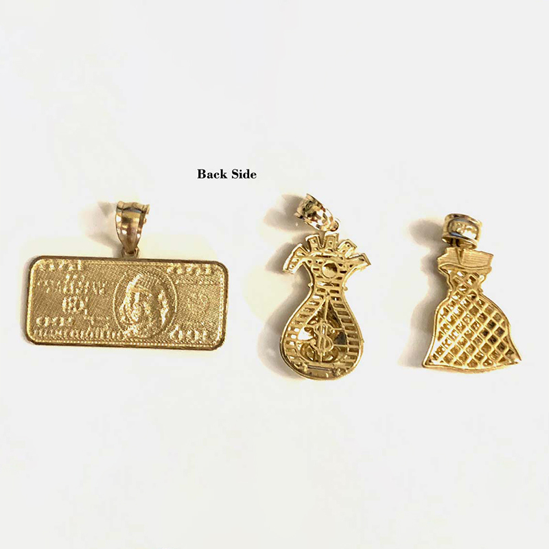 $100 Bill Pendant Money Bag Pendant Twist Chain Necklace