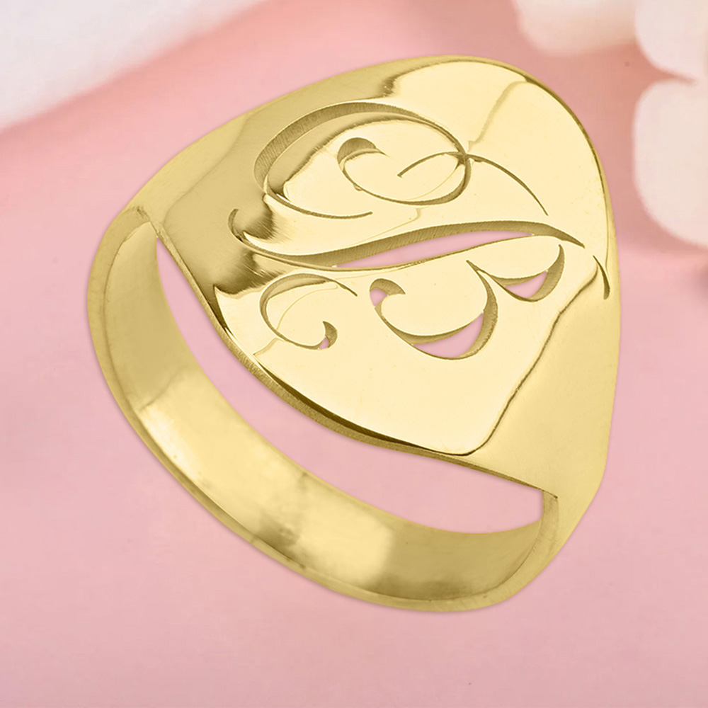 Custom Gold Plated Initial Ring