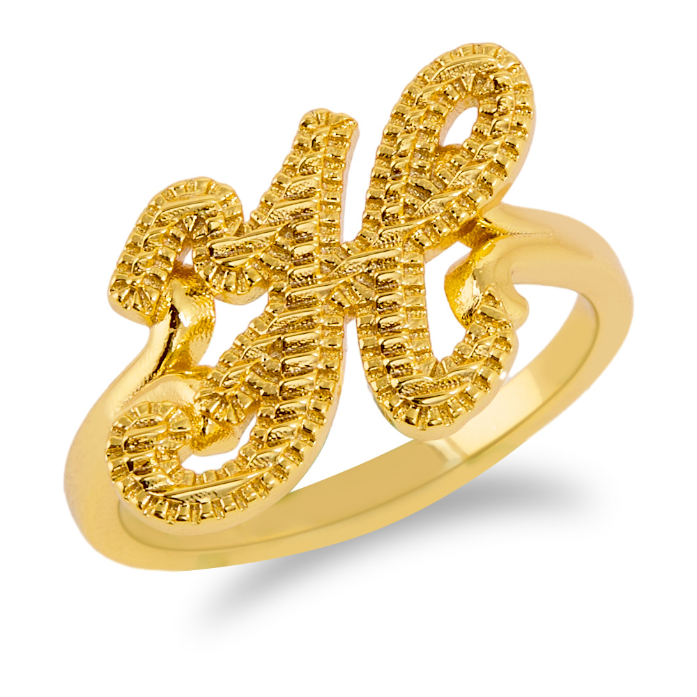 Diamond Cut Letter Initial Ring Personalized Custom Initial Ring