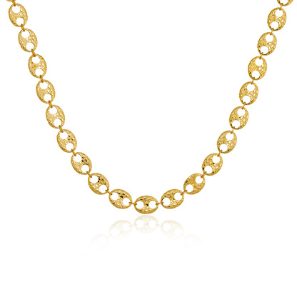 19mm Puffed Mariner Anchor Nugget Textured Chain Necklace