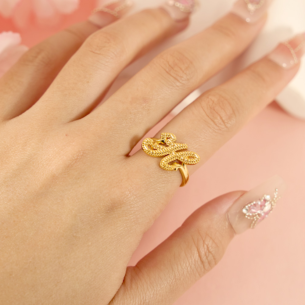 Diamond Cut Letter Initial Ring Personalized Custom Initial Ring