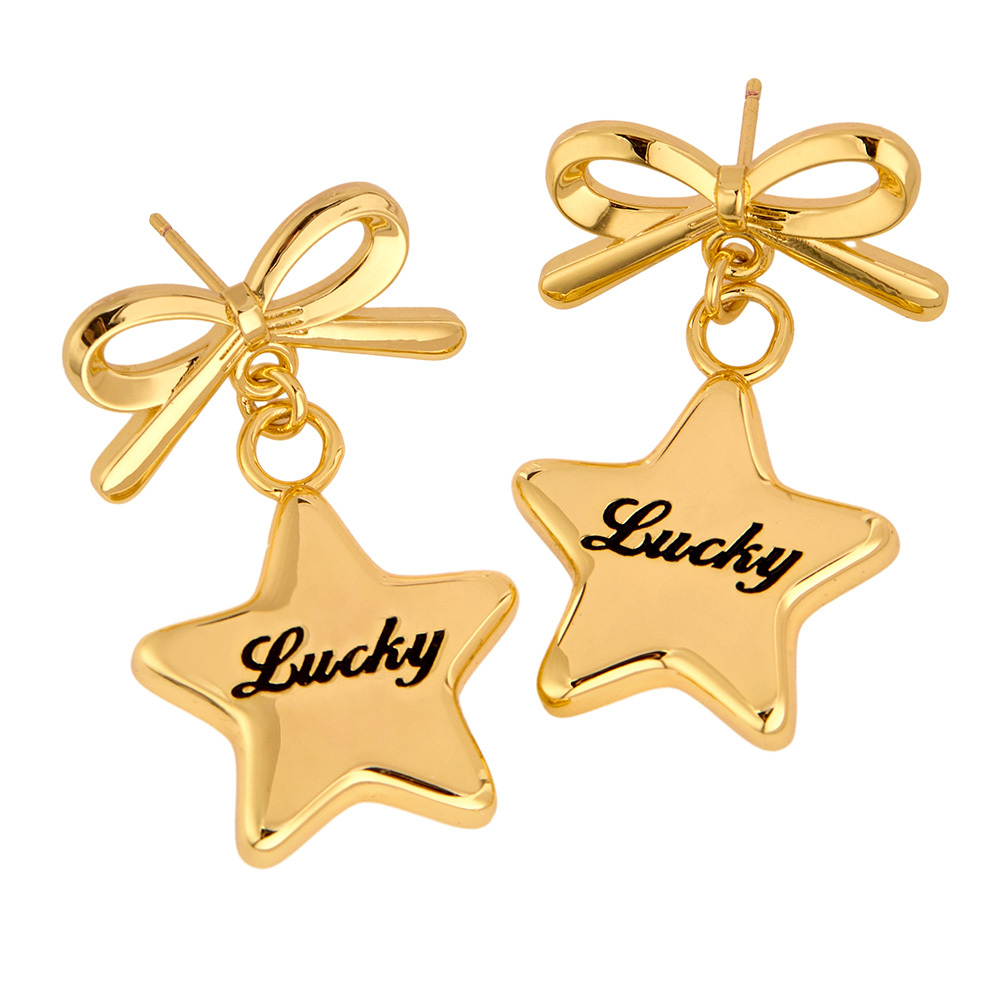 Custom Engraved Star Earrings Yellow White