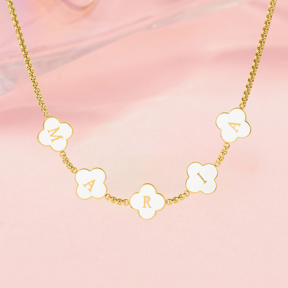 Lucky Petal Pendant Letter Necklace