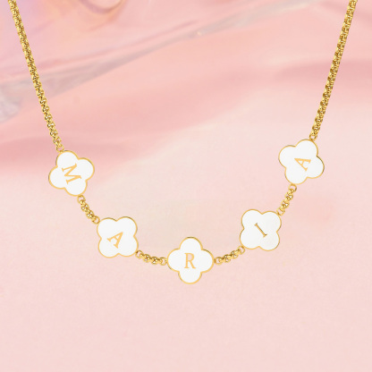 Lucky Petal Pendant Letter Necklace