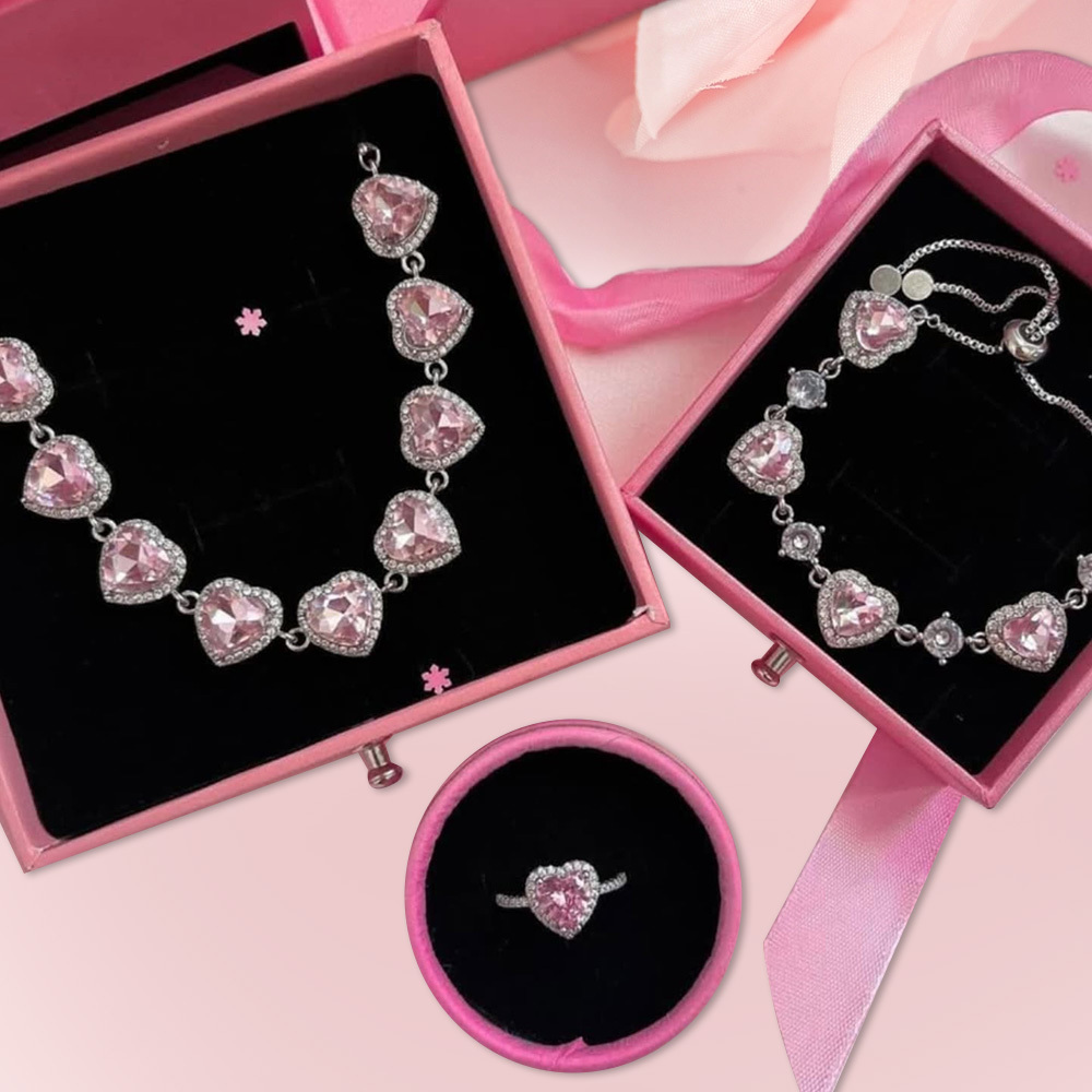 Personalized Birthstone Heart Pendant Necklace Bracelet And Ring