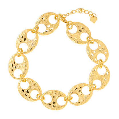 Nugget Puffed Mariner Chain Bracelet Gold Plated Bracelet