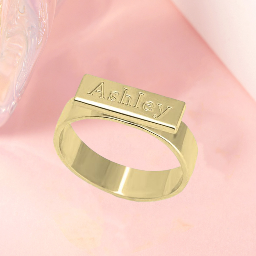 Personalized Engraved Bar Ring for Women