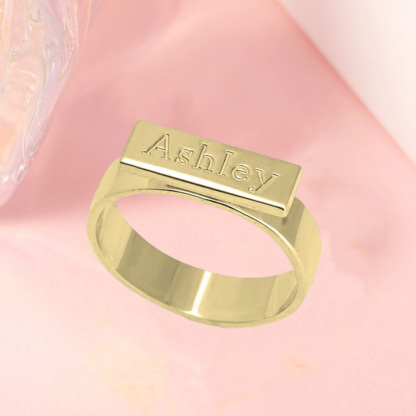 Personalized Engraved Bar Ring for Women