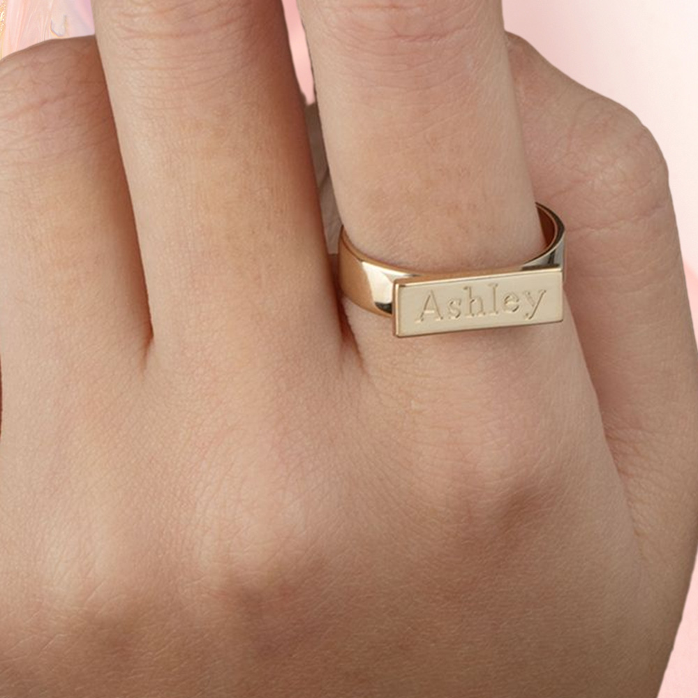 Personalized Engraved Bar Ring for Women