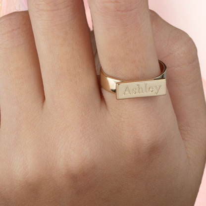 Personalized Engraved Bar Ring for Women