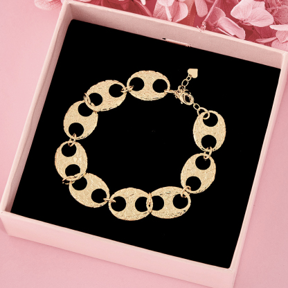 Nugget Puffed Mariner Chain Bracelet Gold Plated Bracelet