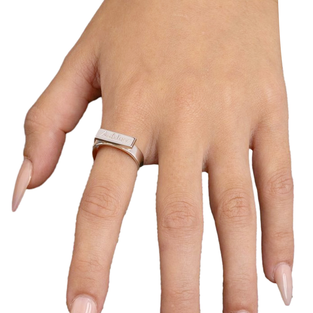 Personalized Engraved Bar Ring for Women