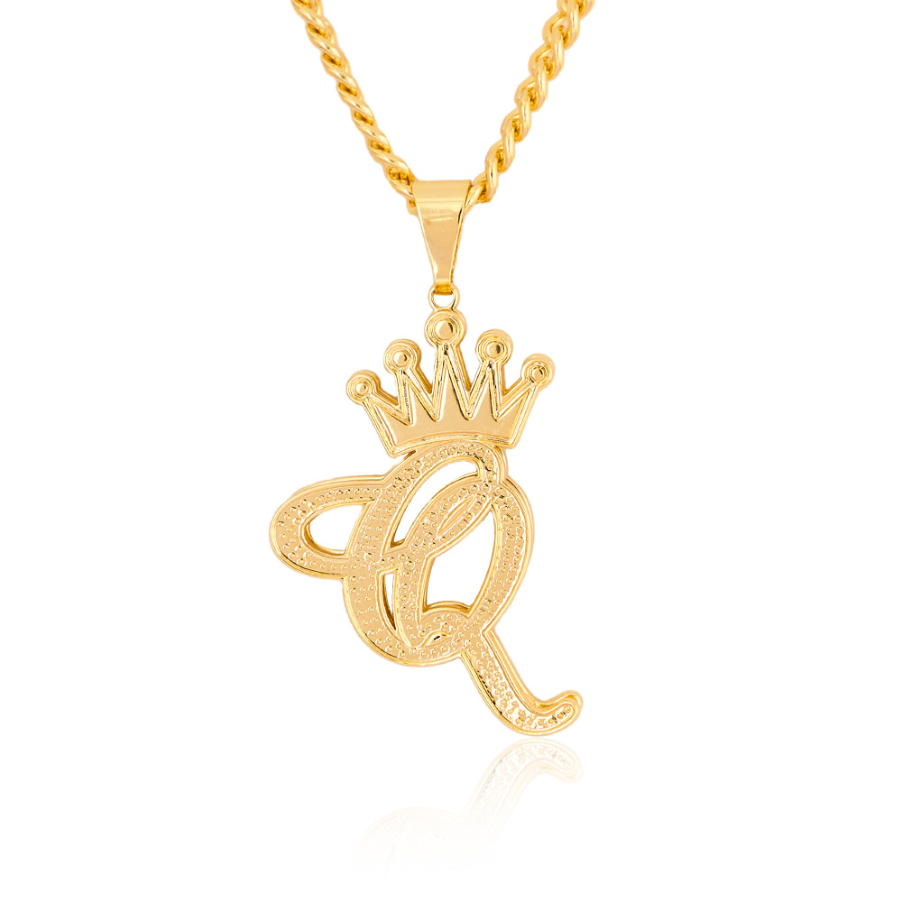 Double Layer Crown Initial Letter Personalized Custom Name Necklace