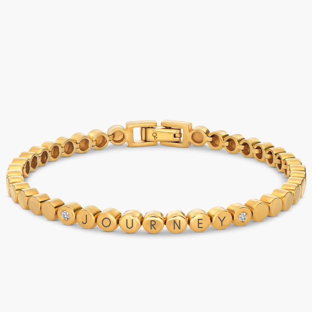 Engraved Dot Bracelet With Diamonds