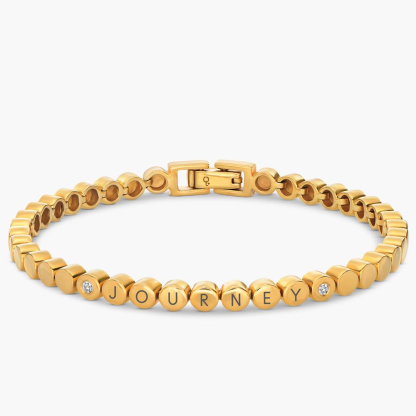 Engraved Dot Bracelet With Diamonds