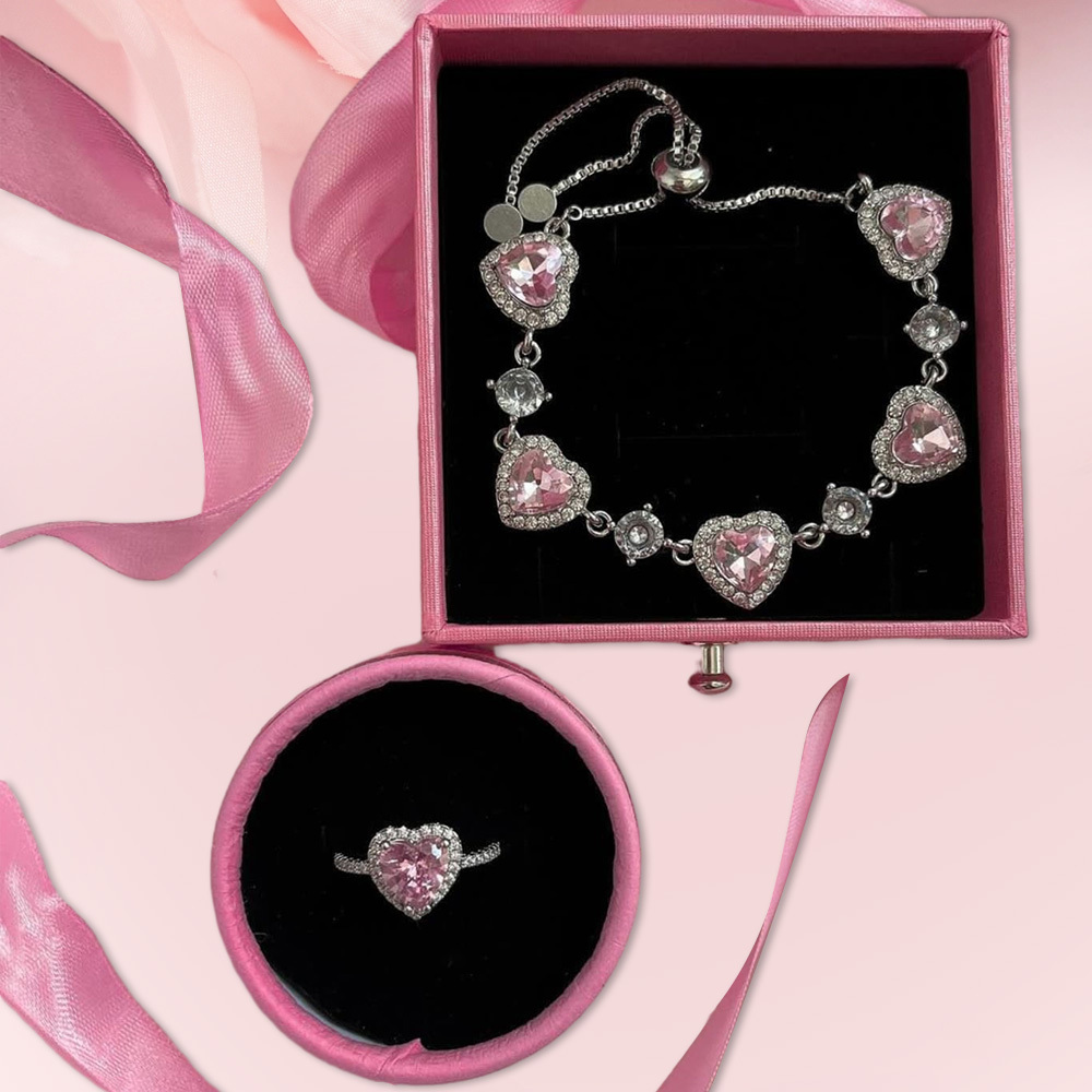 Personalized Birthstone Heart Pendant Necklace Bracelet And Ring