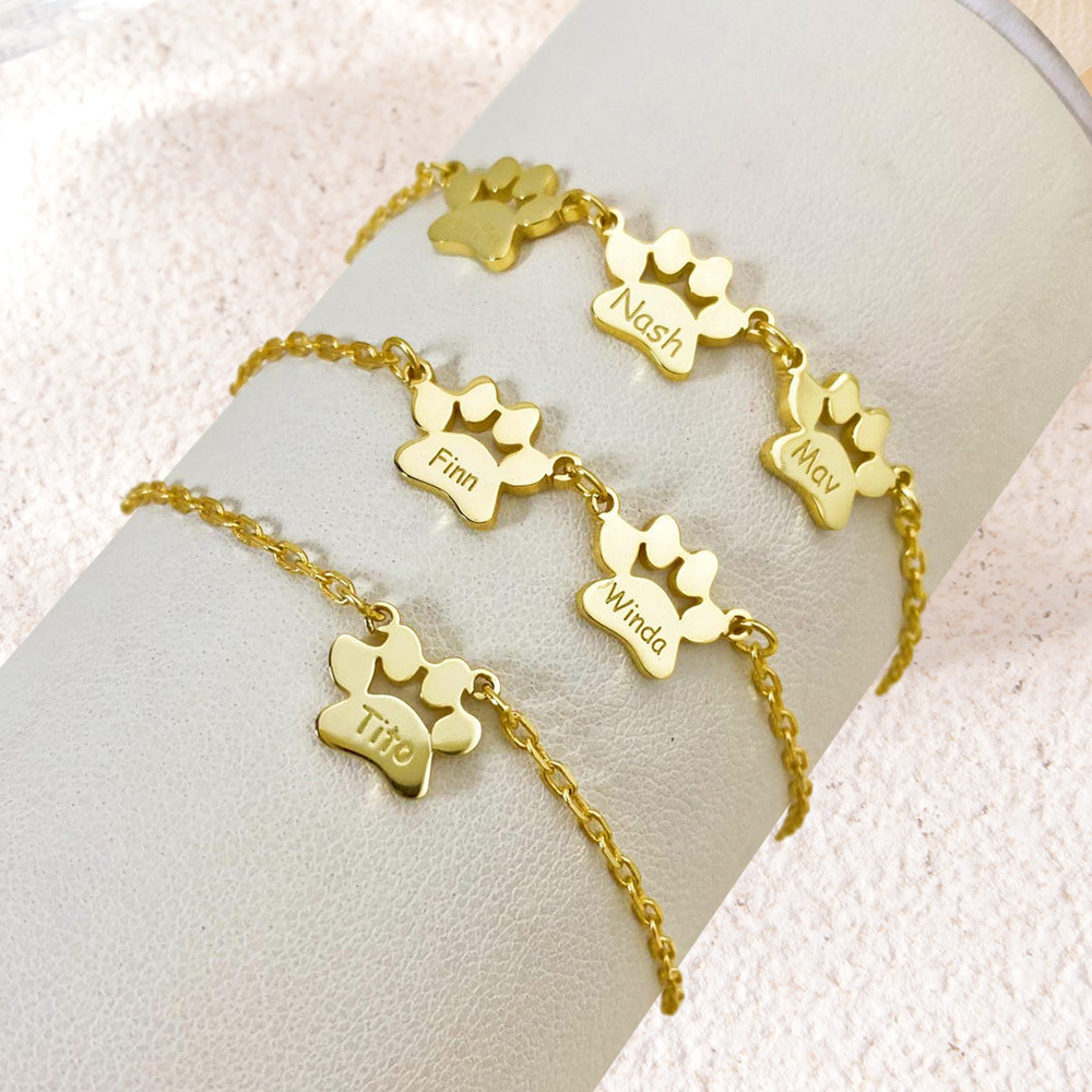Paw Print Name Bracelet