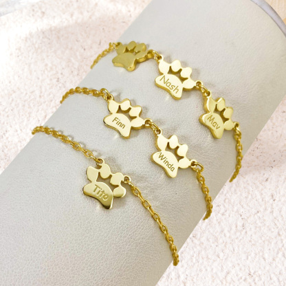 Paw Print Name Bracelet