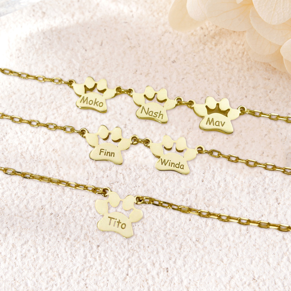 Paw Print Name Bracelet