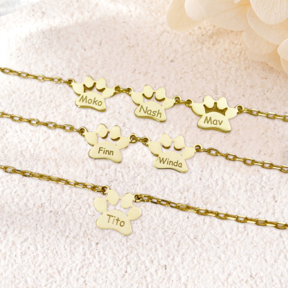 Paw Print Name Bracelet