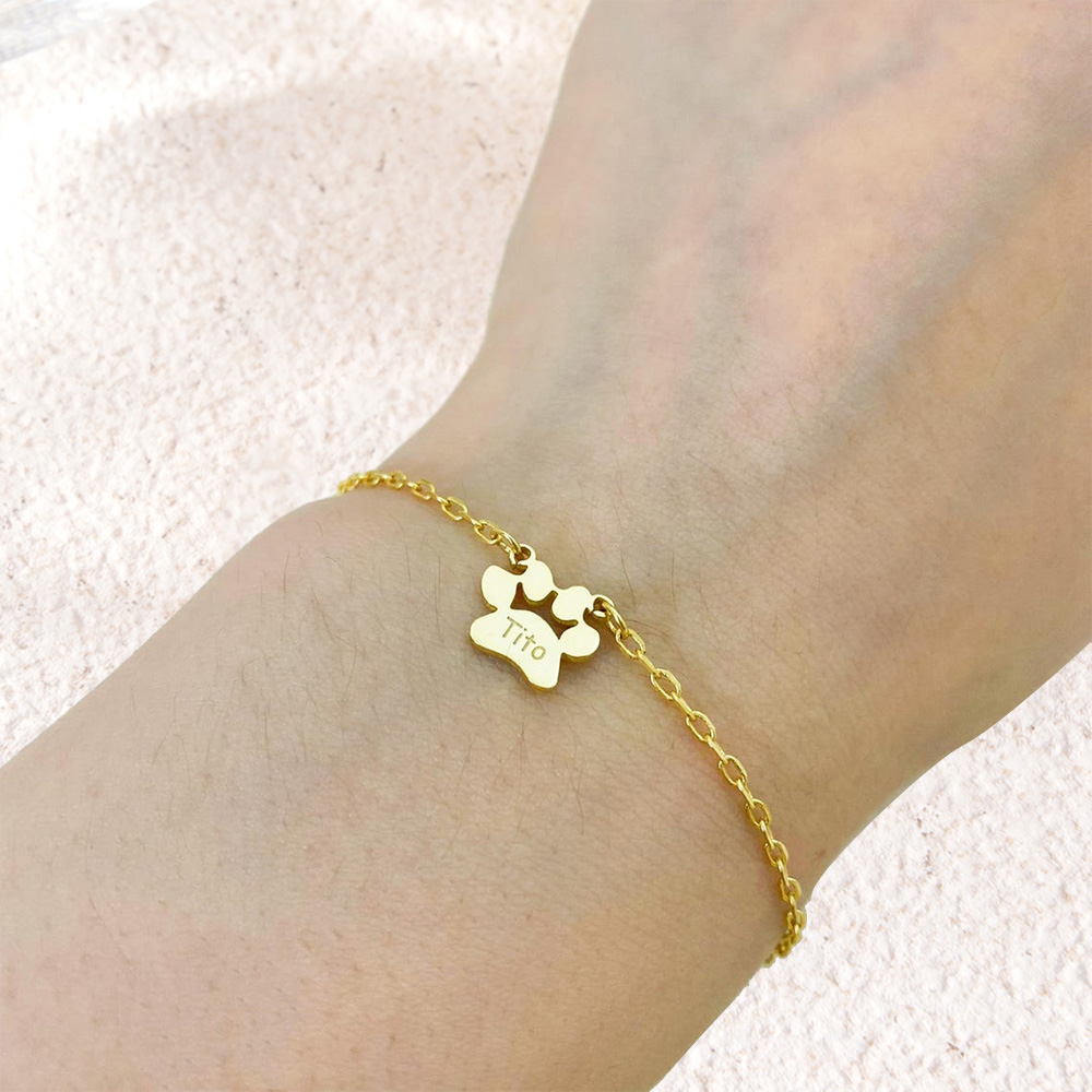 Paw Print Name Bracelet