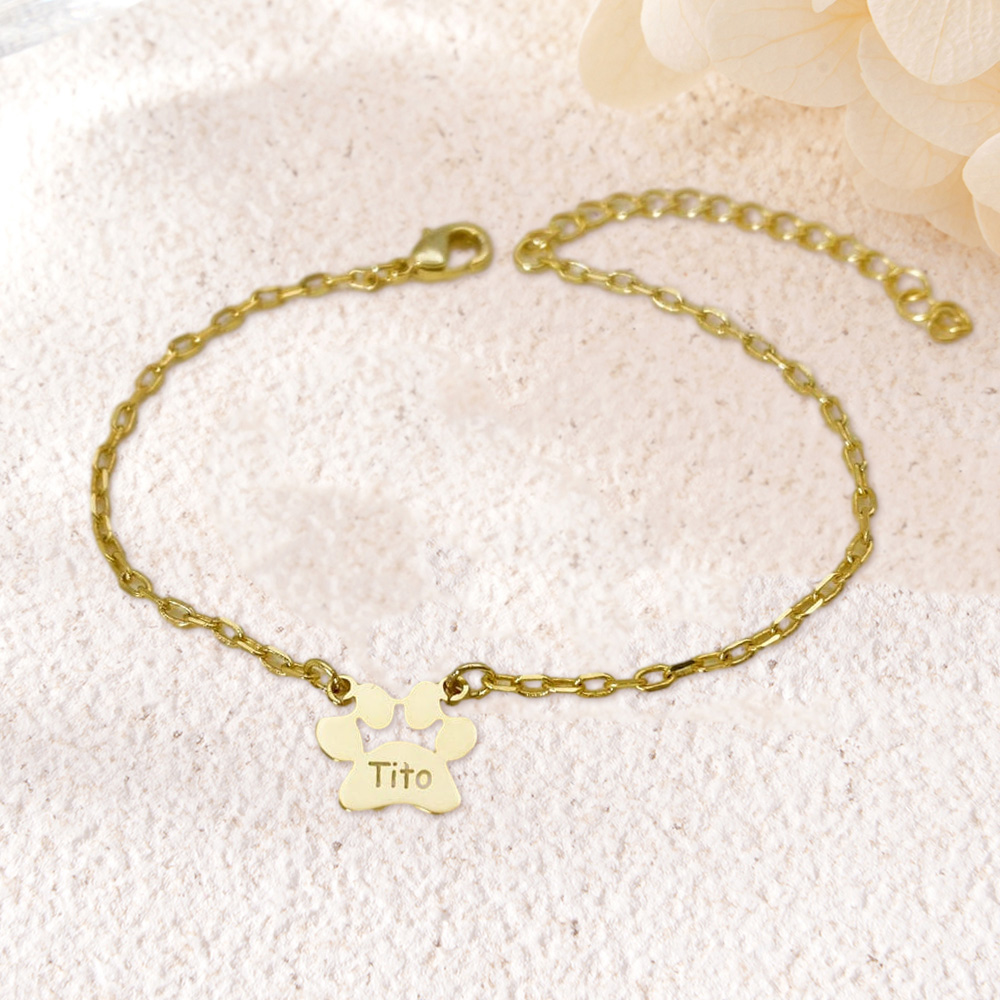 Paw Print Name Bracelet