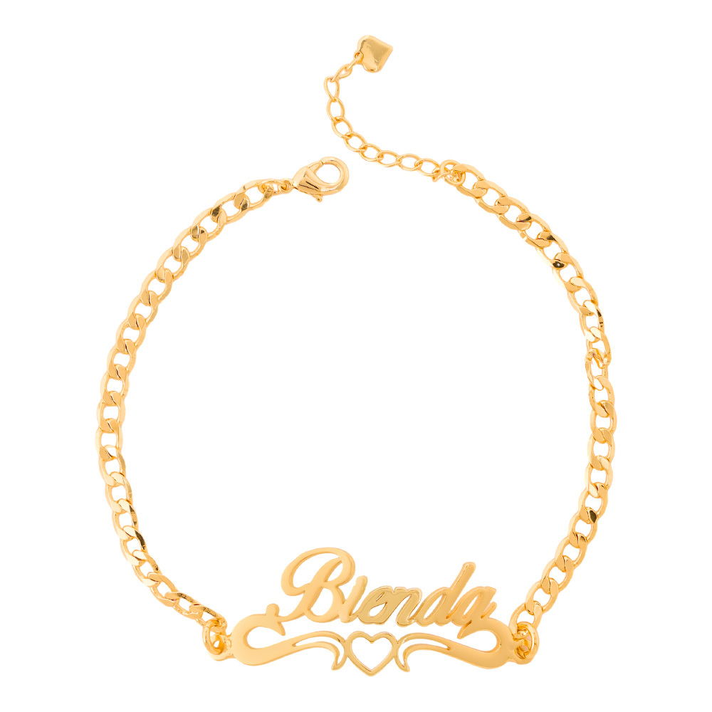 Hollow Name Bracelet With Cuban Links