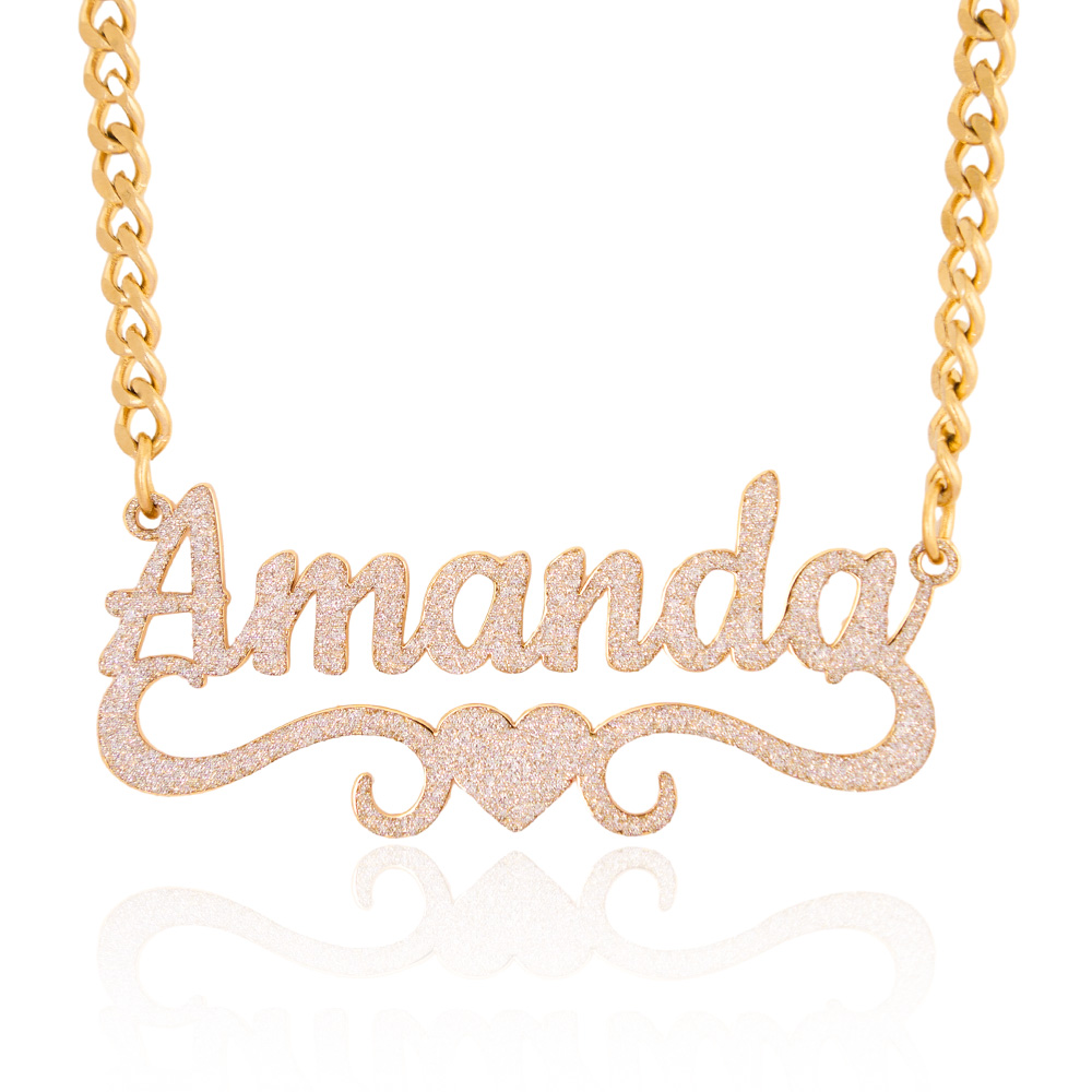Dazzling Stainless Steel Name Necklace with Romantic Heart
