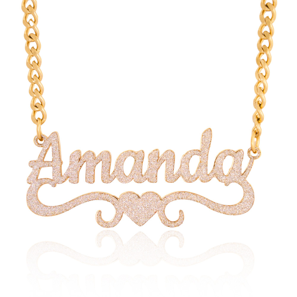 Dazzling Stainless Steel Name Necklace with Romantic Heart