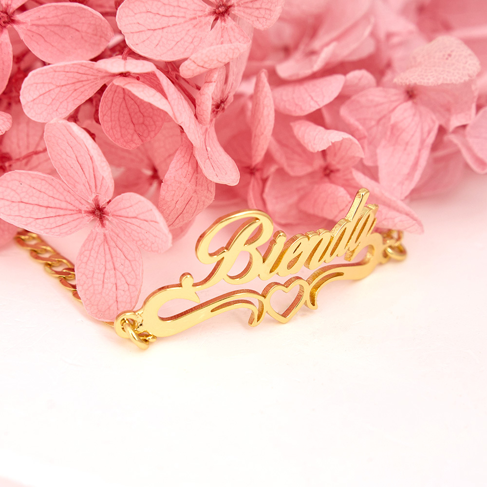 Hollow Name Bracelet With Cuban Links