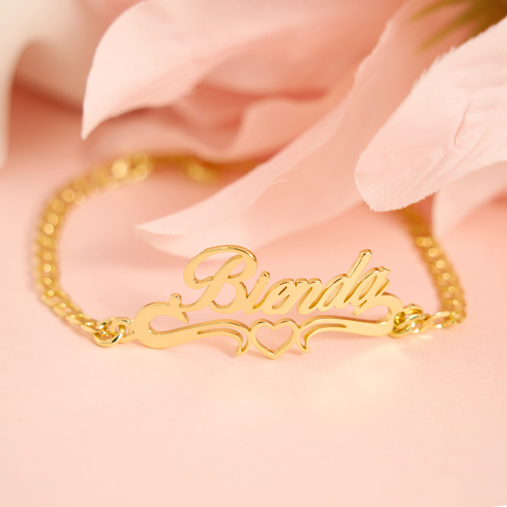 Hollow Name Bracelet With Cuban Links