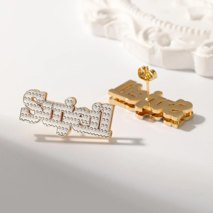 Custom Personalized Stud Silver Name Earrings