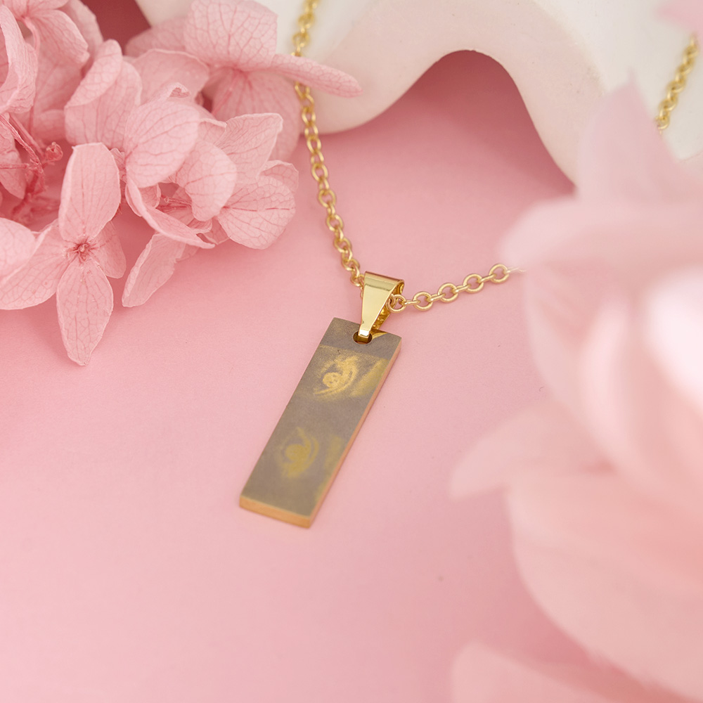 Personalized Human Eye Engraved Portrait Picture Necklace