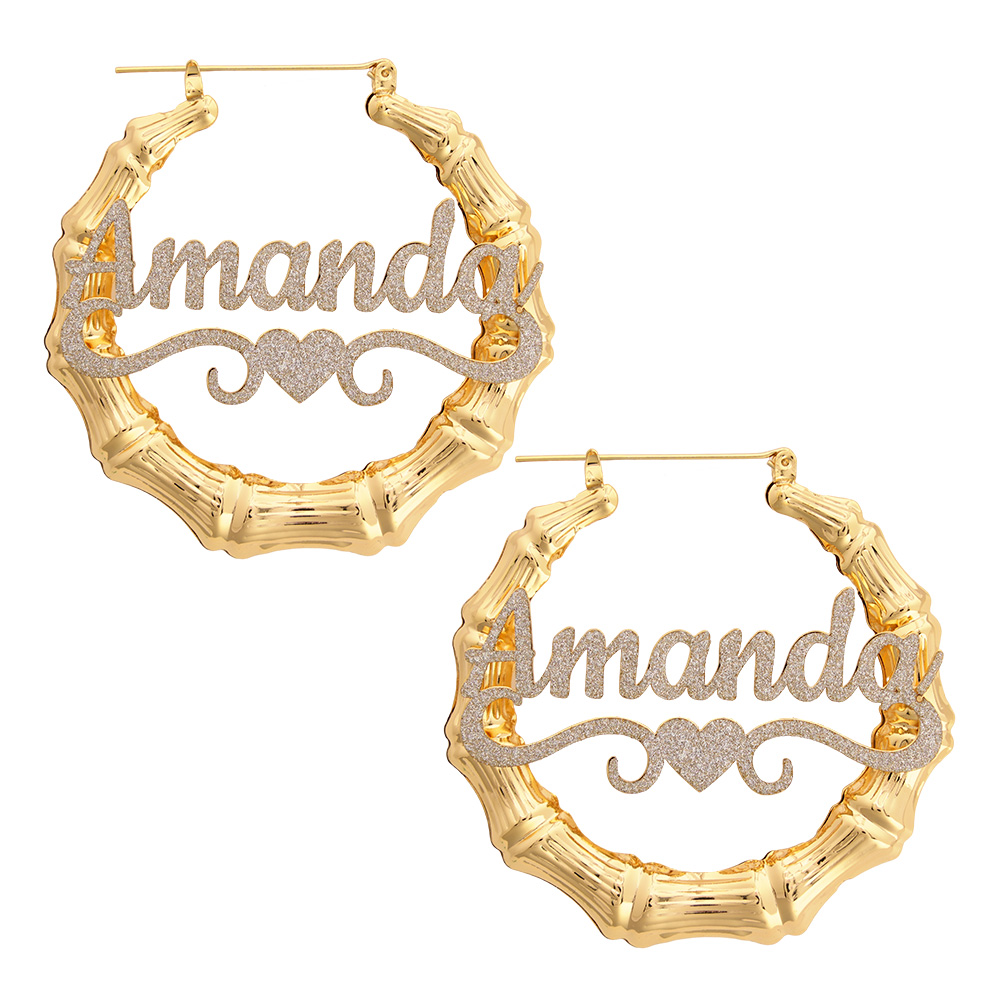Personalized Sparkling Heart Name Earrings