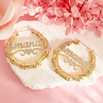 Personalized Sparkling Heart Name Earrings