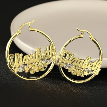 Custom Butterfly Name Hoop Earrings