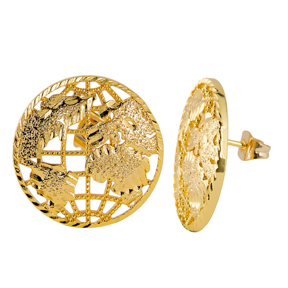 Circle Globe Stud Earrings World Map Earrings