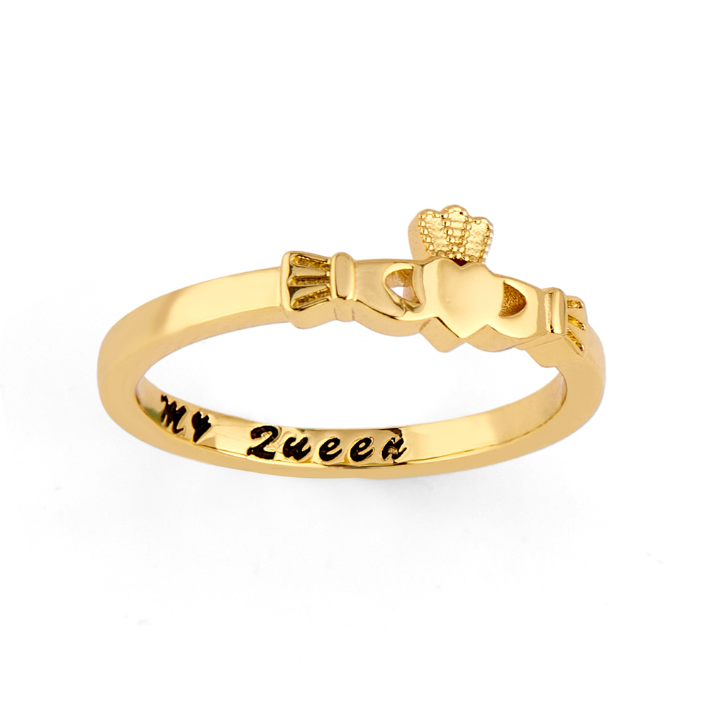 Claddagh Promise Ring Custom Engraved Ring